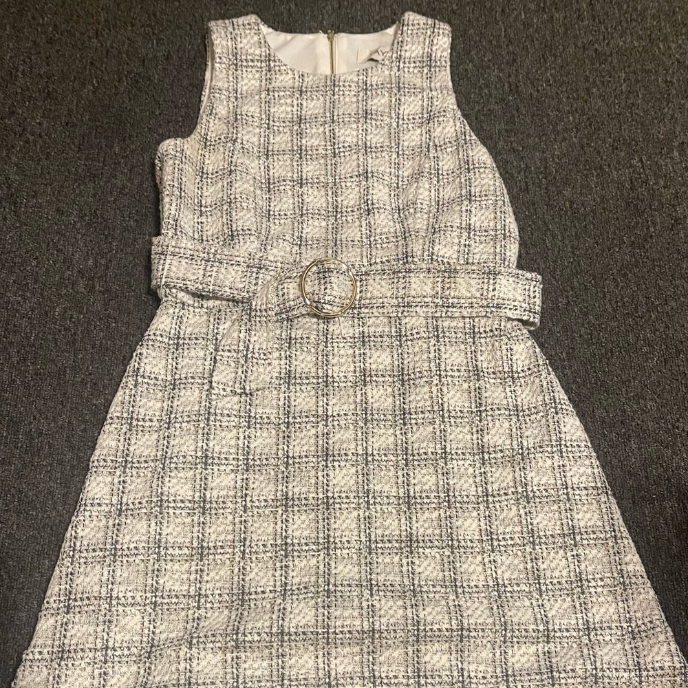 Ann Taylor Black and White Plaid High Low Dress